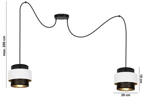 Csillár zsinóron NESS 2xE27/60W/230V pók fekete/fehér