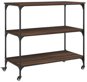barna tölgyszínű szerelt fa konyhai kocsi 102 x 50 x 95 cm