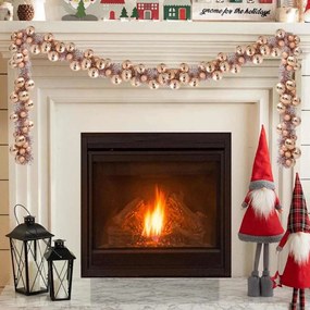 Karácsonyi gömb girland Rózsaarany 186 cm Polisztirol