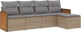 vidaXL 5 részes bézs polyrattan kerti ülőgarnitúra párnákkal