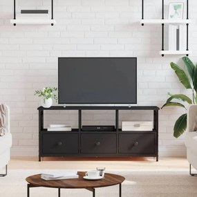 Fekete szerelt fa és vas TV-szekrény 102 x 33 x 45 cm