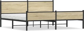 vidaXL sonoma tölgy színű fém ágykeret matrac nélkül 193 x 203 cm