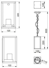 Lámpa Kerti lámpatest VENTANA-H, E27,, MAX. 20W, IP54, AC220-240V, 50-60Hz, fekete