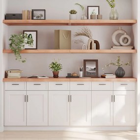 világosbarna kezelt tömör tölgyfa fali polc 220 x 60 x (2-6) cm