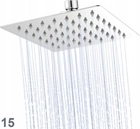 Zuhany esőztető acél vékony szögletes 15cm Króm