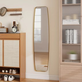 HOMCOM fali tükör 160 x 40 cm fém keret — dekoratív teljes alakos falitükör előszobába, hálószobába és nappaliba, arany | Aosom