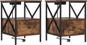 vidaXL Éjjeliszekrény 2 pcs Füstölt tölgy 41,5 x 40,5 x 55 cm Faanyag