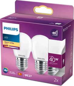 Led izzók Philips E27 4,3W 470lm 2 db