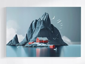 Vászonkép Canvas Hegy Házikó Jég Víz Lofoty Tájkép 120x80