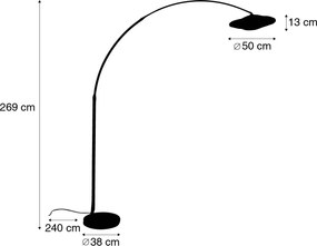 Modern ívlámpás fehér keleti árnyékolóval bambuszból 50 cm - XXL Rina