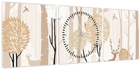 Kép - Illusztrált erdő (órával) (90x30 cm)