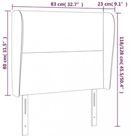 sötétbarna szövet fejtámla szárnyakkal 83 x 23 x 118/128 cm