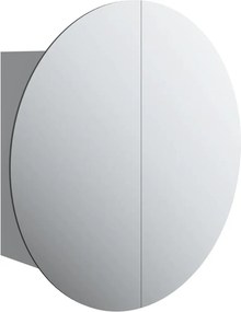 vidaXL szürke fürdőszoba-szekrény kerek tükörrel/LED-del 40x40x17,5 cm