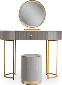SARAH fésülködőasztal, szürke/arany