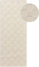 Futószőnyeg gyapjú 80x200cm, krémszínű, kézzel szőtt, egyszínű