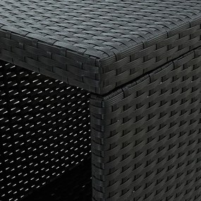 fekete polyrattan bárasztal tárolópolccal 120 x 60 x 110 cm
