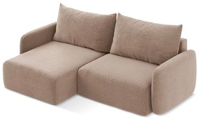 Világosbarna kinyitható-tárolóhelyes sarokkanapé (bal oldali) Kalena – Makamii