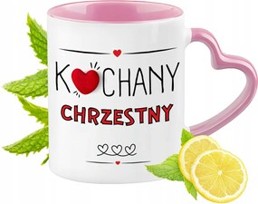 Keresztelő Bögre Rózsaszín Szív Alakú Füllel Kávé Ajándék