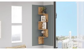 Natúr színű fali könyvespolc borovi fenyő dekorral 22x117 cm Laura – Kalune Design