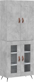 vidaXL betonszürke szerelt fa magasszekrény 69,5 x 34 x 180 cm