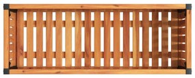 tömör akácfa és acél kerti virágtartó 80 x 30 x 27,5 cm
