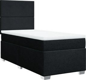 vidaXL fekete szövet rugós ágy matraccal 80 x 200 cm
