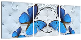Kép - kék pillangók (órával) (90x30 cm)