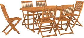 vidaXL 7 részes tömör akácfa kerti étkezőgarnitúra 180 x 90 x 75 cm