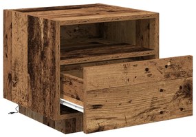 Éjjeli szekrények LED világítással 2 db Régi fa 40x39x37 cm