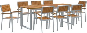 vidaXL Kert étkező szett 9 pcs Szürke Tömör Akácfa