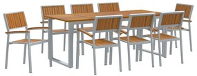 vidaXL Kert étkező szett 9 pcs Szürke Tömör Akácfa