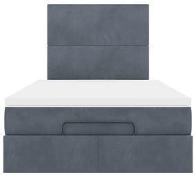 Ottomán ágykeret matracokkal sötétszürke 120x190cm bársony