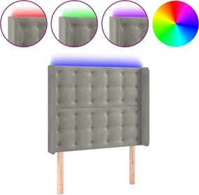 vidaXL világosszürke bársony LED-es fejtámla 93x16x118/128 cm