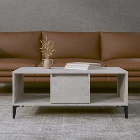 Betonszürke szerelt fa dohányzóasztal 90x50x36,5 cm