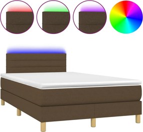 vidaXL barna szövet rugós és LED-es ágy matraccal 120 x 200 cm
