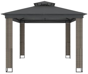antracitszürke szövet dupla tetős pavilon 3,94 x 2,96 m