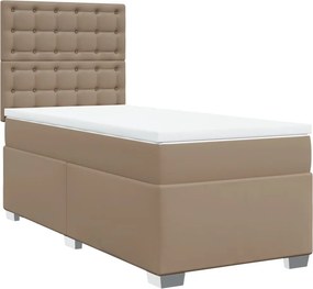 vidaXL cappuccino színű műbőr rugós ágy matraccal 80 x 200 cm
