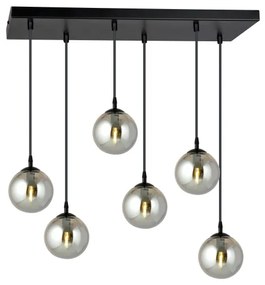 Csillár zsinóron COSMO 6xE14/10W/230V fekete/szürke