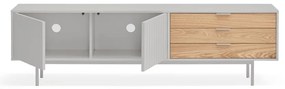 Szürke-natúr színű TV-állvány tölgyfa dekorral 180x52 cm Sierra – Teulat