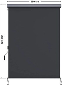 Függőleges napellenző, vízálló árnyékoló, szürke, 2,5 x 1,6 m (Ma x SZ)