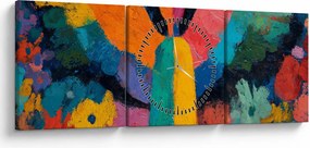 Kép - Absztrakt angyal virágokkal (órával) (90x30 cm)
