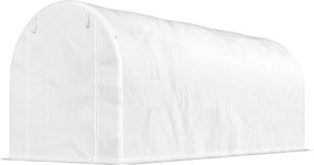 Outsunny Kert Tonnel Üvegház 500x200x205 cm Roll-Up Ajtóval és 8 Ablakkal PE Fedél 140 g/m² Fém Váz Zöldségtermesztéshez Fehér | Aosom