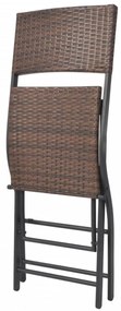 7-részes barna kerti polyrattan/acél összecsukható étkezőszett