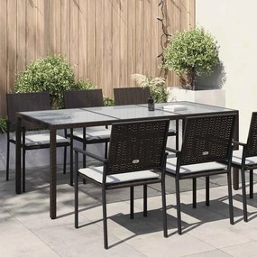 vidaXL barna polyrattan és edzett üveg kerti asztal 190 x 90 x 75 cm