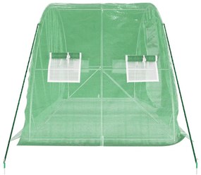 zöld acélvázas melegház 10 m² 5 x 2 x 2,3 m