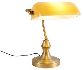 Klasszikus jegyző lámpa bronz borostyánüveggel - Banker