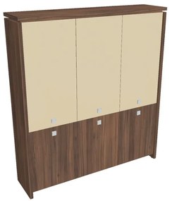 Verno magas szekrény 188 x 46 x 210 cm, kombinált ajtó, dió / vanília