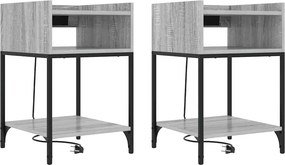 vidaXL Éjjeliszekrény 2 pcs Szürke Sonoma 40 x 40 x 61 cm Faanyag