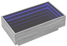 Szürke sonoma szerelt fa dohányzóasztal LED-del 90 x 50 x 30 cm