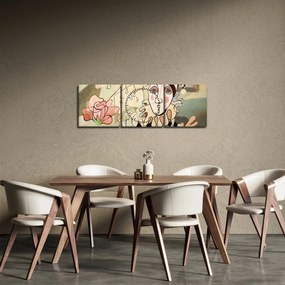 Kép - kubizmus -harlequin and rose (órával) (90x30 cm)